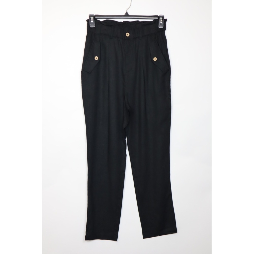 New In Women's Straight Leg Linen Blend Paper Bag Pants Size L